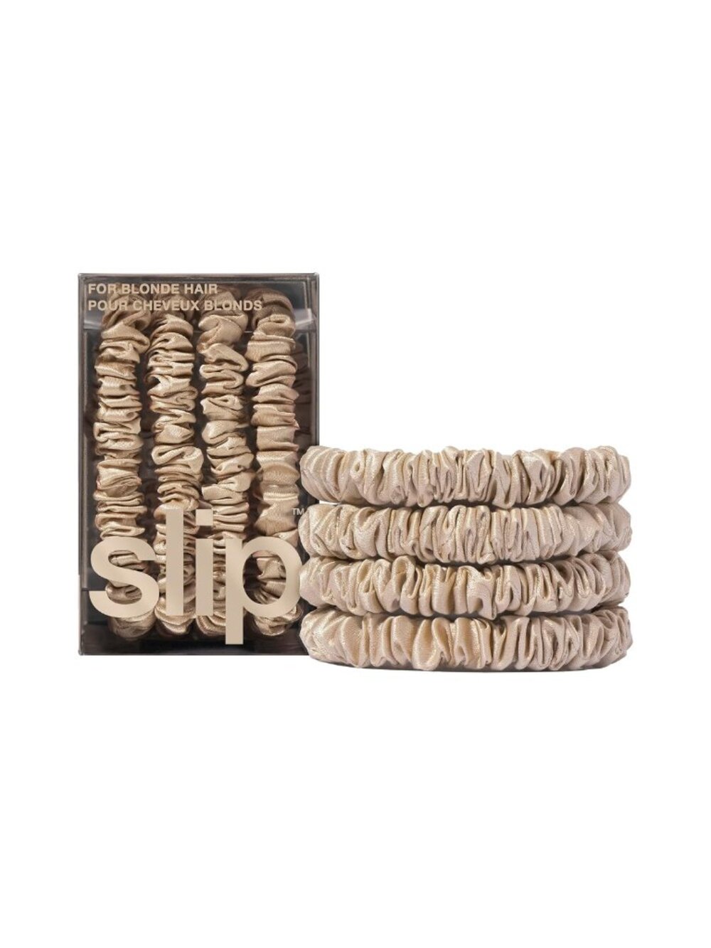 100% Mulberry Silk Skinny Scrunchies Set of 4 Anti-Damage Hair Ties
